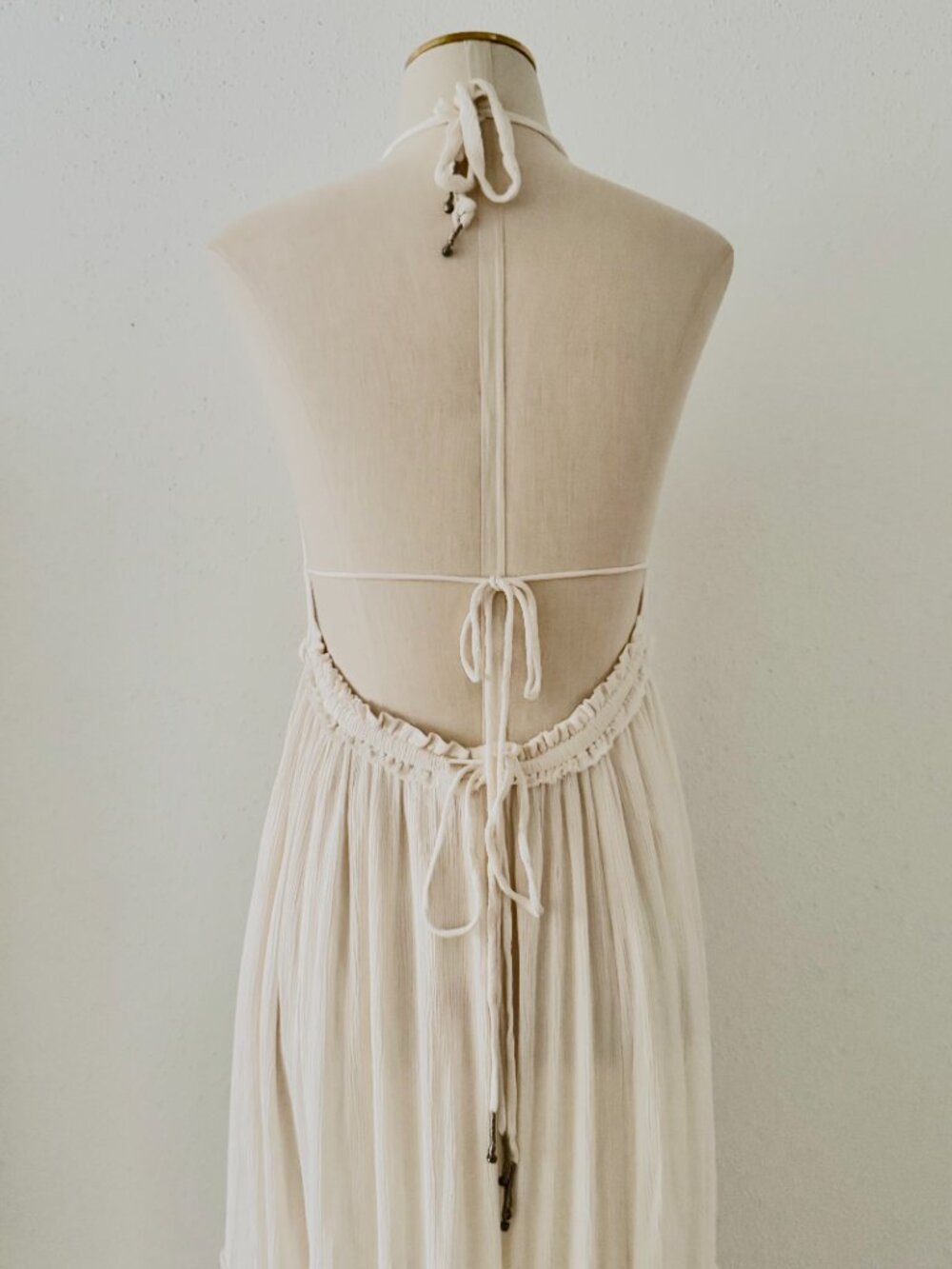FREE PEOPLE Burst Of Bliss Halter Maxi Dress Cream Women’s Size Medium Boho Chic - Picture 7 of 15